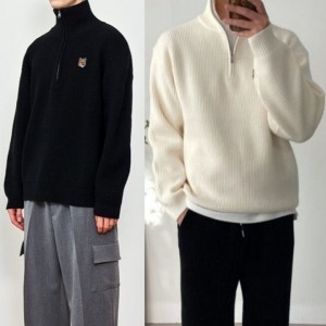 **키츠네 캐시하찌 반집업 니트 **