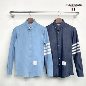 TB 사선완장 데님 셔츠