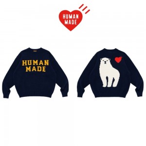 재입고!! 휴* 메*드 로우 게이지 니트 스웨터(네이비)