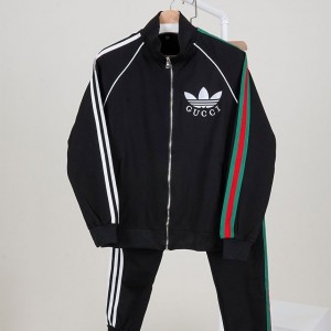 ? [GUCCI] 구찌 X 아디다스 남성 코튼 저지 지퍼 자켓 & 트랙 조거 팬츠 셋  ?