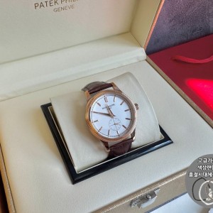 파텍** 칼라트라바 화이트다이얼 가죽스트랩