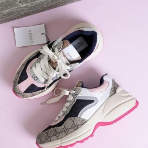 ?[GUCCI] 구찌 GG 라이톤 레더 스니커즈 핑크베이지 ?