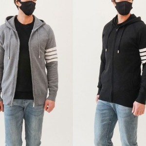 ? [THOM BROWNE] 톰브라운 남성 스트링 후드 4선완장 니트가디건 ?