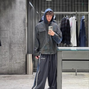 ? 발**** 25 하이브리드 체크 포켓 후드 셔츠 - 수입