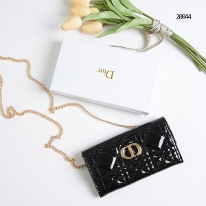 ?[DIOR] 디올 페이던트 까나쥬 블랙 체인 장지갑 ?