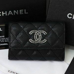 ? [CHANEL] 샤넬 CC 레터링 플랩 캐비어 카드 지갑 ?