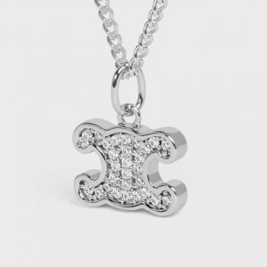 ? [CELINE] 셀린느 트리옹프 라인 스톤 네크리스 로듐 피니시 브라스&크리스탈 ?