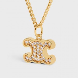 ? [CELINE] 셀린느 트리옹프 라인 스톤 네크리스 로듐 피니시 브라스&크리스탈 ?