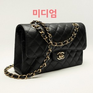 ? 샤* NEW 클래식 미듐 캐비어 블랙 금장 ❤풀박스❤️